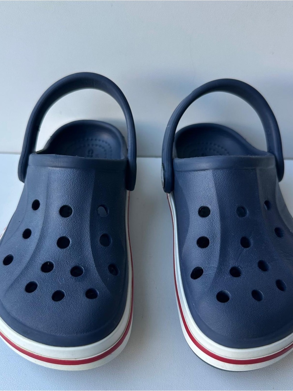 Crocs Kids Crocband Clogs Navy Blue Red White Slip On Shoes US C9 Toddler 9